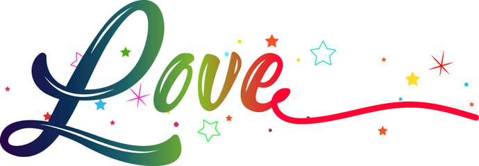LOVE. Lettering typography poster vector design for valentines day, romantic, wedding banner. Modern calligraphy script love, gradient color