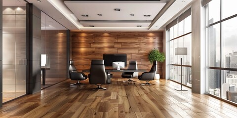 Contemporary Office. Modern Interior Design Background