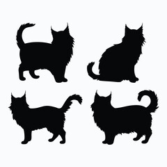 Maine coon cat silhouette set animals vector template