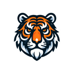 Obraz premium flat vector logo of a tiger, tiger logo, flat vector logo of a tiger on a white background