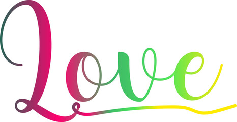 Obraz premium LOVE. Lettering typography poster vector design for valentines day, romantic, wedding banner. Modern calligraphy script love, gradient color