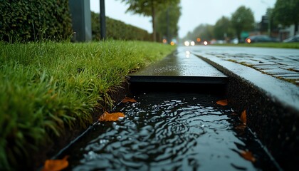 Detailed view of a digital model showing water flow analysis in an urban drainage system, with velocity and pressure data highlighted, engineering, hydraulic civil analysis