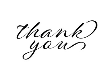VECTOR Thank you hand drawn inscription with lines. Calligraphic inscription, vector illustration.