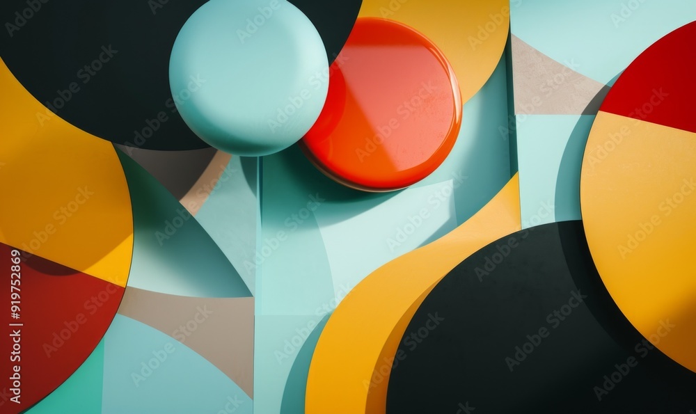 Poster geometric abstraction using simple shapes and solid colors