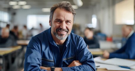 handyman engineer education, construction builder technical worker plumber electrician training skill development learning seminar lecture, mature adult senior man student in classroom, slow motion