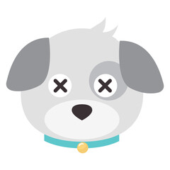 Dog emoji vector isolated on white background.