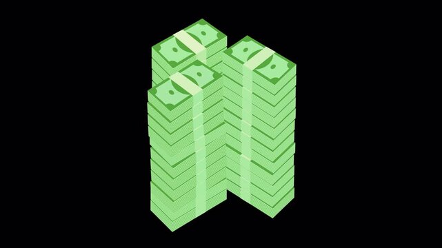 Money increasing investment system vector animation on transparent background, alpha channel, 4k animation