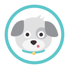 Dog emoji vector isolated on white background.