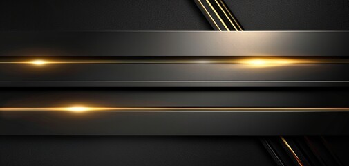 Abstract black and gold background with glowing lines.
