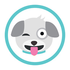 Dog emoji vector isolated on white background.