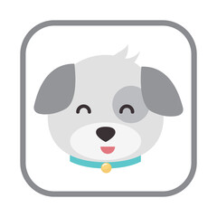 Dog emoji vector isolated on white background.