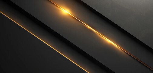 Abstract black and gold background with glowing lines.