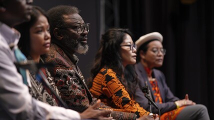 Fototapeta premium A panel discussion with speakers from different cultural backgrounds, sharing perspectives on non-violence and peace