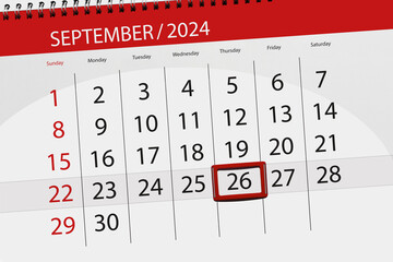 Calendar 2024, deadline, day, month, page, organizer, date, September, thursday, number 26