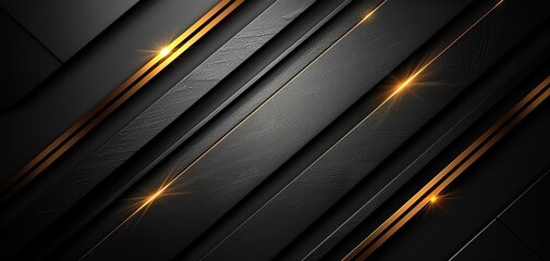 Obraz premium Abstract black and gold background with glowing lines.