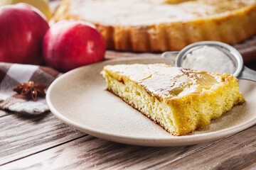 Traditional Apple Pie Charlotte: Delicious and Homemade on a Rustic Wooden Table