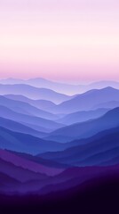Obraz premium A digital art of mountains at dusk, with gradients from deep purple to pink and blue, capturing the serene beauty of nature's silhouette against the sky