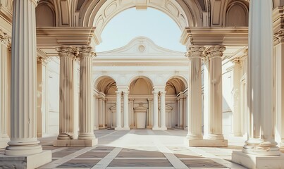 Obraz premium Renaissance buildings with symmetrical facades and classical columns