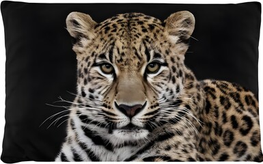 Fototapeta premium Luxurious Leopard Portrait with Gold Spots on Black back ground.