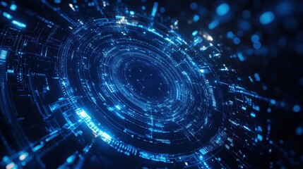 Futuristic digital technology background with blue glowing lines and circuit patterns, ideal for innovation and tech-focused content.