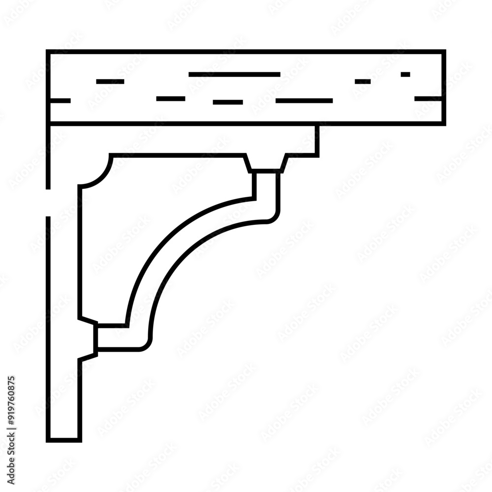 Wall mural shelf bracket hardware furniture fitting line icon vector. shelf bracket hardware furniture fitting sign. isolated contour symbol black illustration