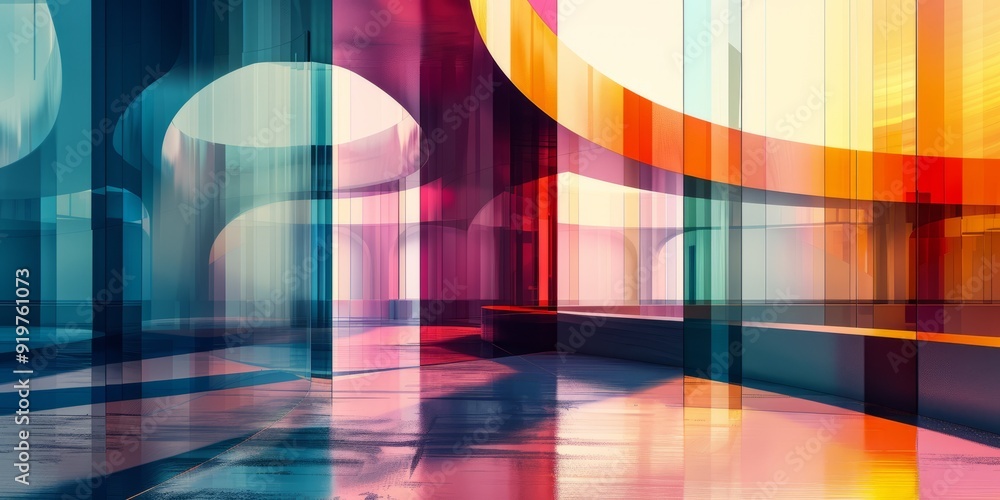Poster vibrant color gradient abstract architecture generative