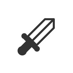 Sword's silhouette isolated illustration. Military warrior symbol. Steel object. Vector icons in flat style