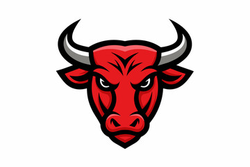 Smooth outline vector design of Bull head logo on white background 