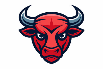 Smooth outline vector design of Bull head logo on white background 