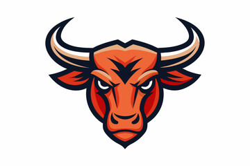Smooth outline vector design of Bull head logo on white background 