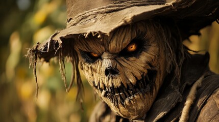 Obraz premium Lone and eerie scarecrow standing in the desolate field, creating a chilling atmosphere