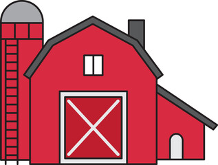 Farm barn building storehouse rural icon.