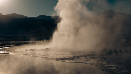smoke coming out of the land of geysers