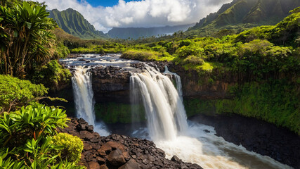 Obraz premium Kauai Waterfalls and Jungle 