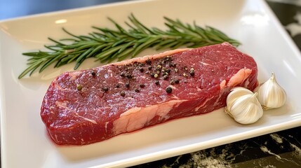 Fototapeta premium Flavorful Homemade Black Angus Striploin Steak 