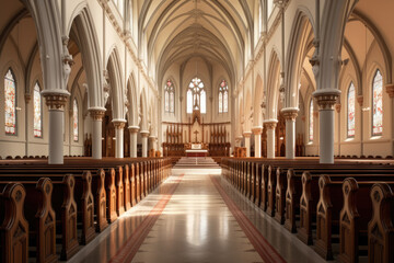 Fototapeta premium generated illustration of interior of church