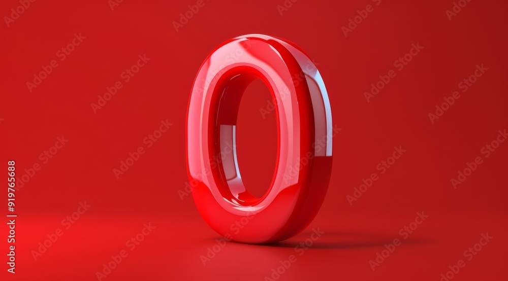 Poster this vibrant 3d rendering of the number zero in a glossy red finish features a modern design, making