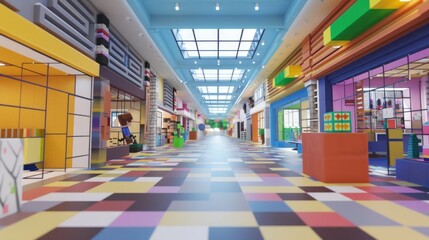 Colorful Arcade Hallway in Pixel Style