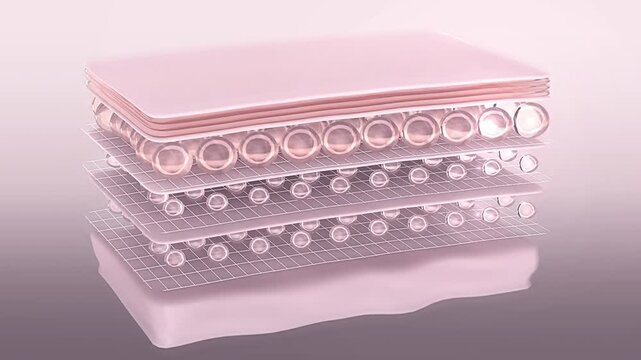 Wrinkle-removing treatment. Stylized skin layers before and after action drop of anti-aging collagen boosting cosmetic products or beauty therapy. 3D animation