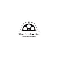 Star film reel production logo design template