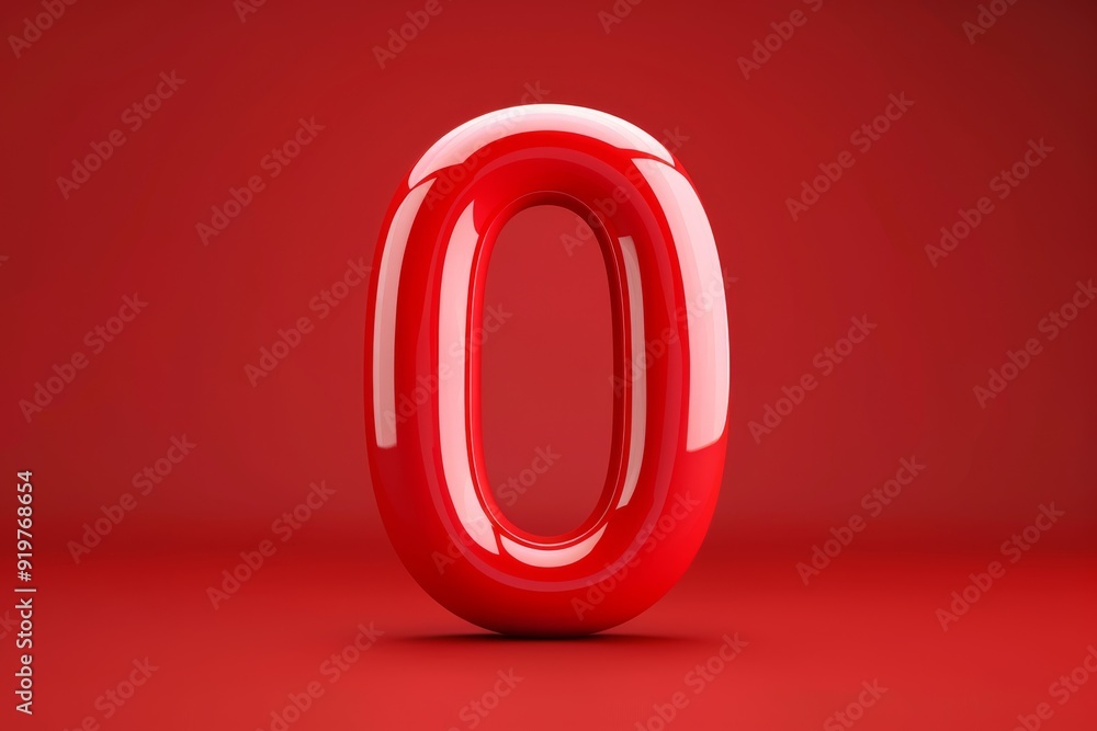 Poster this striking 3d representation of the number zero features a glossy red finish against a smooth red