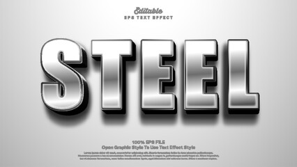 Steel 3d bold editable text effect style.