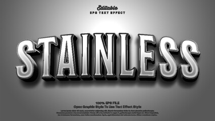 Stainless 3d editable text effect. silver shine and metallic style.