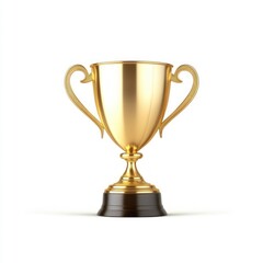Golden Trophy Cup Isolated on White Background