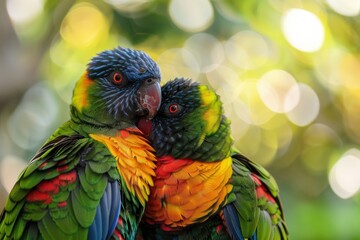 Parrots: A Tender Moment Between Wild Lovebirds