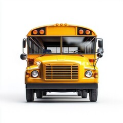 Yellow School Bus Isolated on White Background