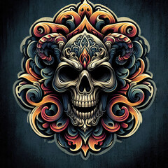 skull logo, symbol and sign for horror background