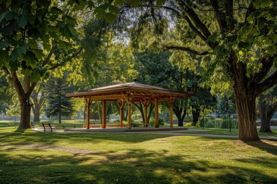 Pavilion in Boise, Idaho Park: Nature Meeting Place with Agriculture Theme