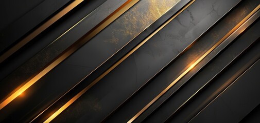 Abstract black and gold diagonal lines background.