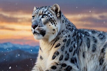 Obraz premium Snow Leopard looking at camera